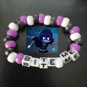 Murder Drones Handmade Beaded Kandi Bracelet 'Bite Me'
